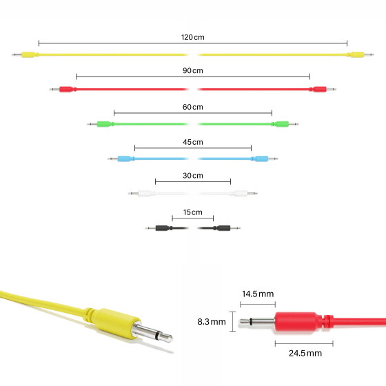 ExcelValley - Cavi Modulari Patch Mono TS 3,5mm 1/8" Eurorack Synth [6-Pack]