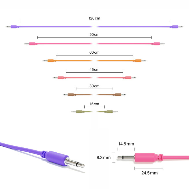 ExcelValley - Cavi Modulari Patch Mono TS 3,5mm 1/8" Eurorack Synth [6-Pack | 6B-Pack]
