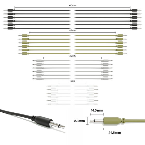 ExcelValley - Mono Modular Patch Cables TS 3.5mm 1/8" Eurorack Synth [24-Pack]