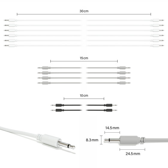 ExcelValley - Mono Modular Patch Cables TS 3.5mm 1/8" Eurorack Synth [12-Pack]