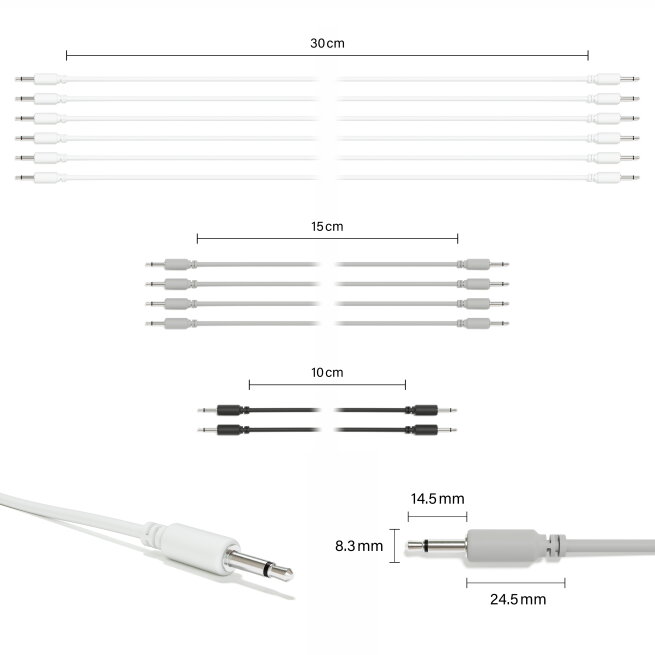 ExcelValley - Mono Modular Patch Cables TS 3.5mm 1/8" Eurorack Synth [12-Pack | 12A-Pack]