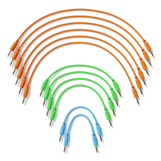 ExcelValley - Mono Modular Patch Cables TS 3.5mm 1/8" Eurorack Synth [12-Pack | 12B-Pack] [12B-Pack]