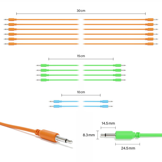 ExcelValley - Mono Modular Patch Cables TS 3.5mm 1/8" Eurorack Synth [12-Pack]