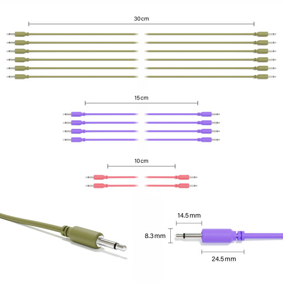 ExcelValley - Mono Modular Patch Cables TS 3.5mm 1/8" Eurorack Synth [12-Pack]