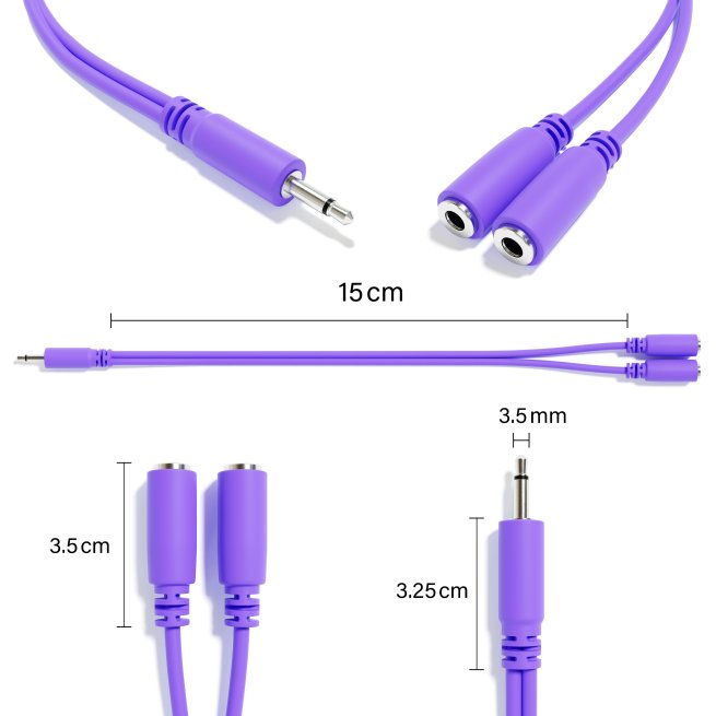 ExcelValley - 12-Pack - Mono Splitter Y Patch Cables - TS 3.5mm 1/8" Eurorack Synth Synthesizer ExcelValley - 12-Pack - Mono Splitter Y Patch Cables - TS 3.5mm 1/8" Eurorack Synth Synthesizer