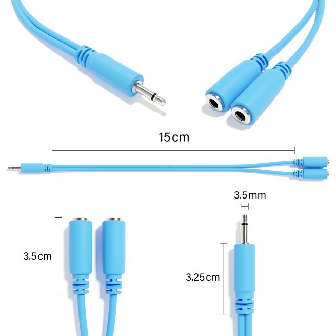 ExcelValley - 6A-Pack - Mono Splitter Y Patch Cables - TS 3.5mm 1/8" Eurorack Synth Synthesizer ExcelValley - 6A-Pack - Mono Splitter Y Patch Cables - TS 3.5mm 1/8" Eurorack Synth Synthesizer