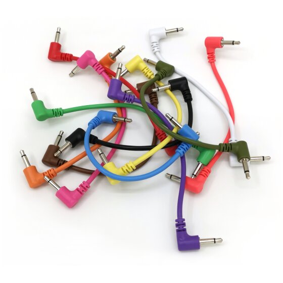 5 Pack Right Angle Mono Patch Cables 3.5mm 1/8" Eurorack Modular