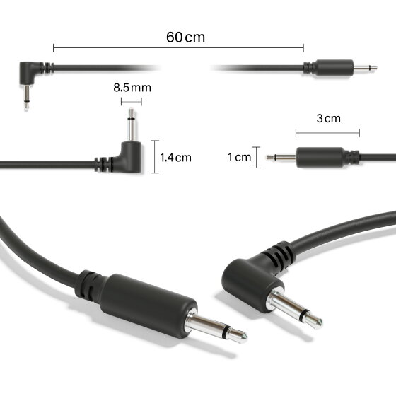 5-Pack Hybrid Mono Modular Patch Cables TS 3.5mm 1/8" Eurorack Synth Synthesizer 5-Pack Hybrid Mono Modular Patch Cables TS 3.5mm 1/8" Eurorack Synth Synthesizer