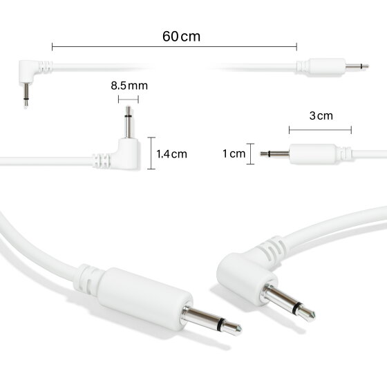 5-Pack Hybrid Mono Modular Patch Cables 3.5mm 1/8" Eurorack Synth Synthesizer 5-Pack Hybrid Mono Modular Patch Cables 3.5mm 1/8" Eurorack Synth Synthesizer