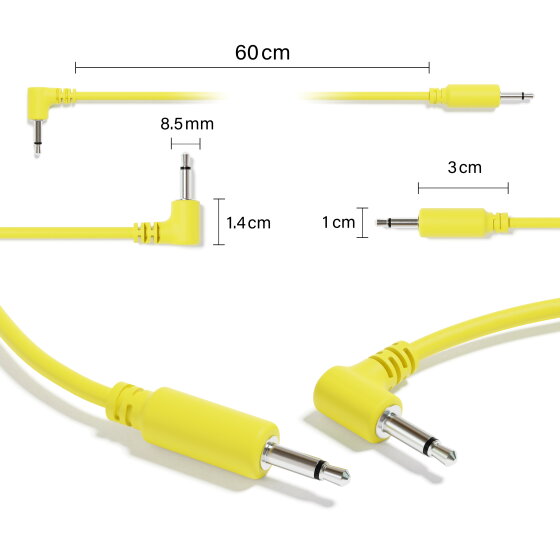 5-Pack - Hybrid Mono Modular Patch Cables TS 3.5mm 1/8" Eurorack Synth Synthesizer 5-Pack - Hybrid Mono Modular Patch Cables TS 3.5mm 1/8" Eurorack Synth Synthesizer