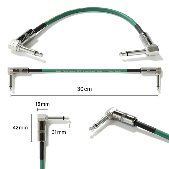 1 Piece - Right Angle Guitar Pedal Effect Mono Patch Cables Leads - 6.35mm 1/4"